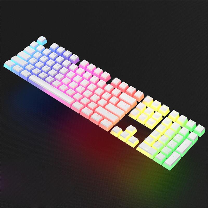 RGB Double Leather Milk Pudding Keycap With Keycap Translucent Pbt Frosted Personality Mechanical Keyboard Keycap