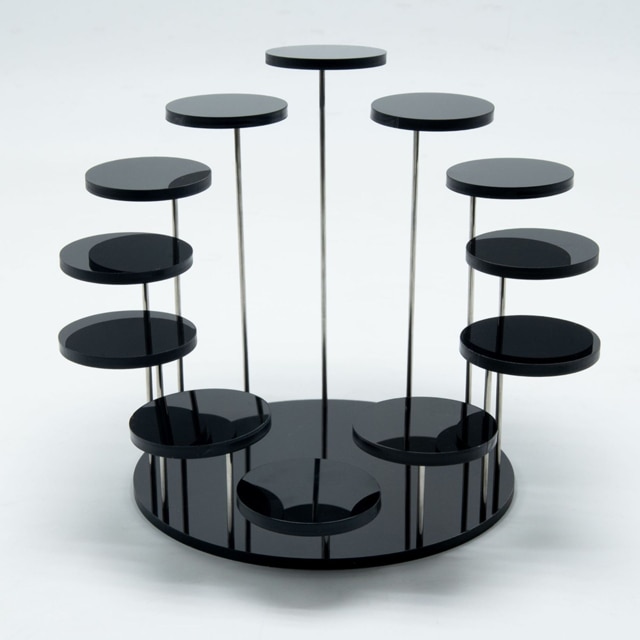 12 bakke flerlags akryl smykker ring display stativ vedhæng show rack органайзер органайзер для хранения полка: Sort