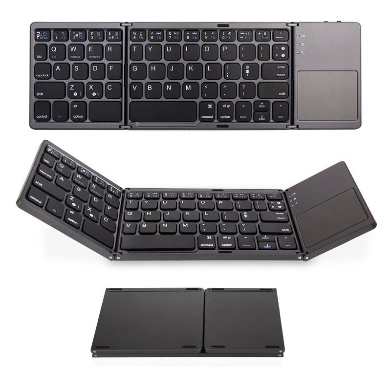 YelWong Mini Foldable Keyboard Portable Touchpad Bluetooth 3.0 Wireless Keypad for Windows Android ios Tablet iPad iPhone Xiaomi: 3 Folding Black