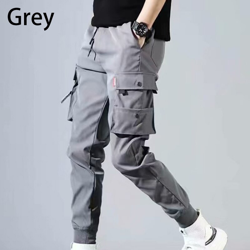 Men Hip Hop Harem Slim Workout Work Pencil Pants Male Casual Cargo Jogging Sweatpants Black Grey Trousers: 5XL / Gray