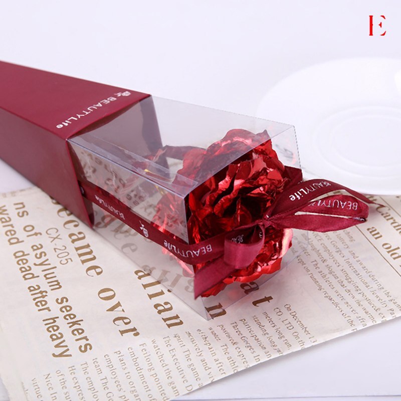 24k Gold Foil Rose Flower Long Stem Golden Dipped Flower Handcrafted Handmade Rose Flower Valentine's Day: Red