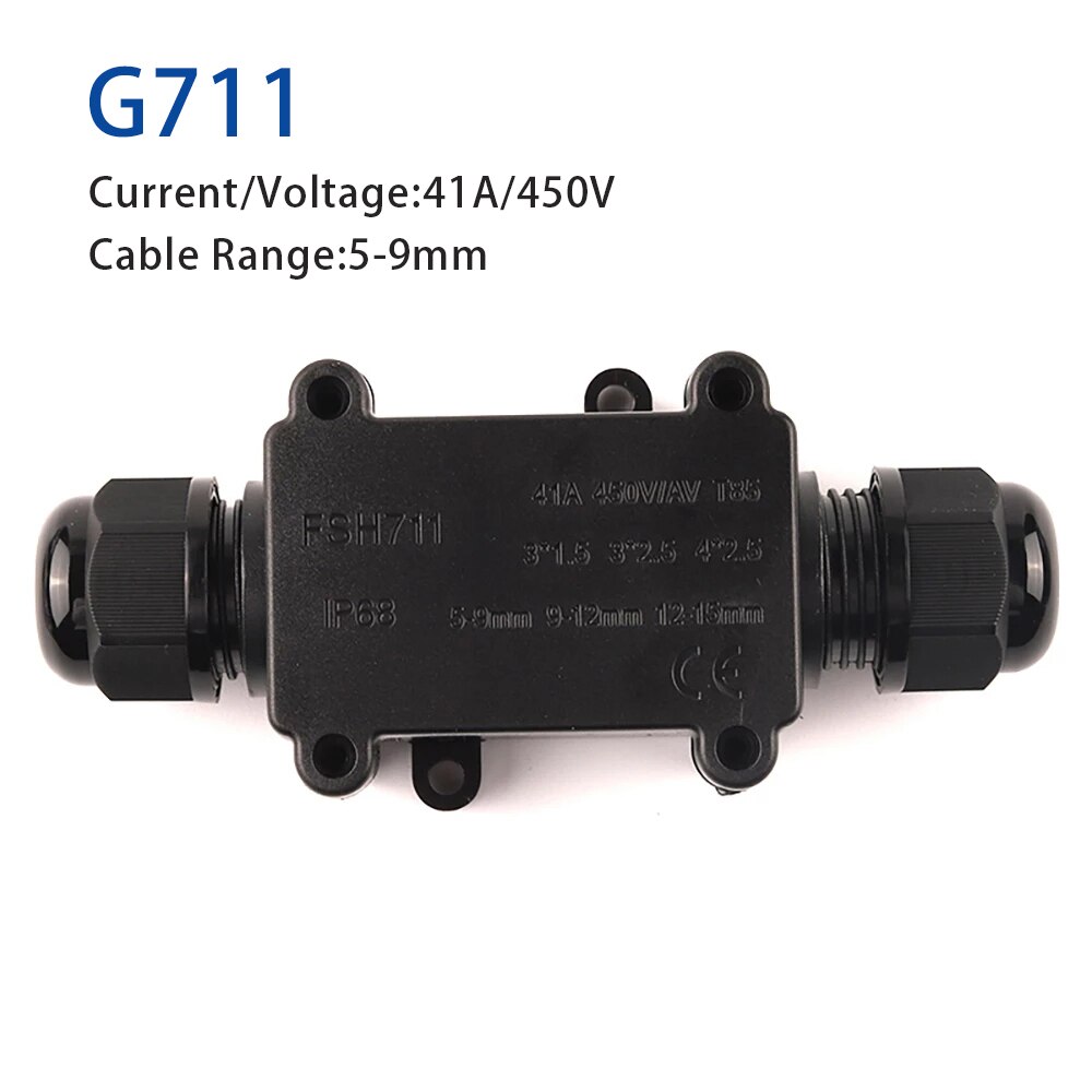 2 Way IP68 41A/450V External Waterproof Cable Electrical Junction Box With terminal for Outdoor Led Light Wiring Accessories