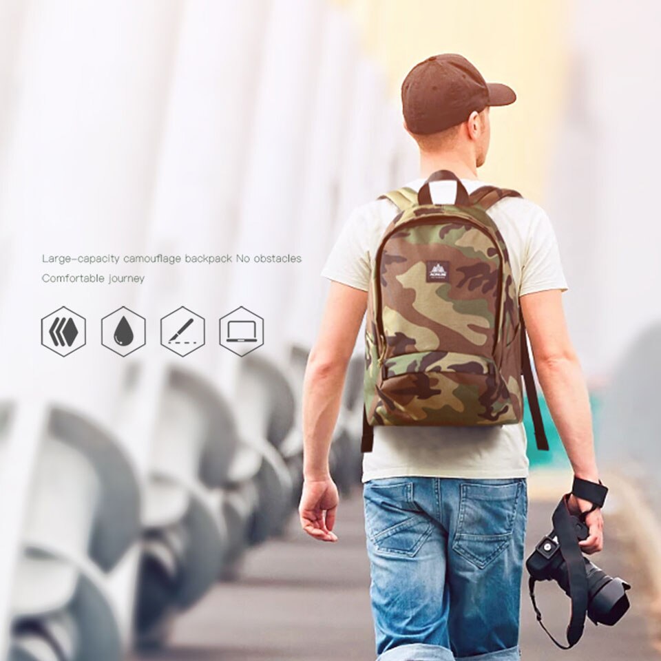 Aonijie outdoor camouflage rugzak 14in laptop waterdichte tas reis computer camouflage rugzak schooltas klimmen  h934