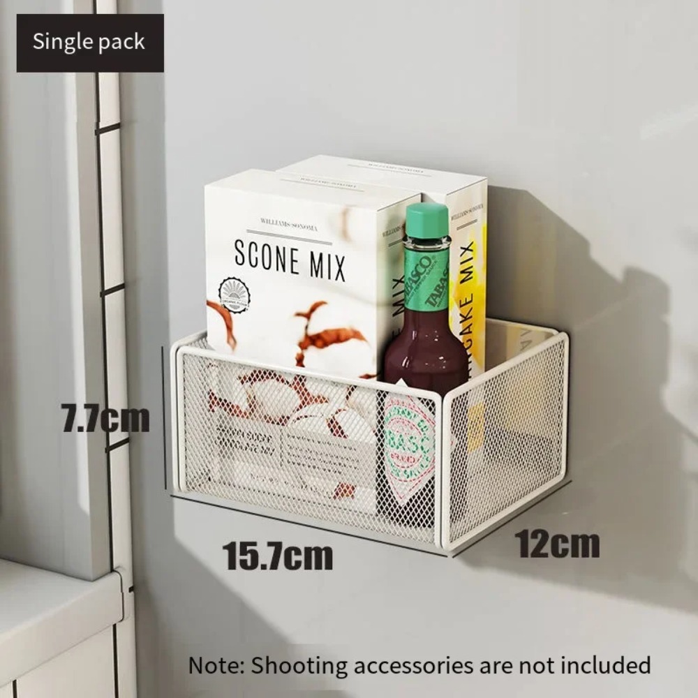 Metalowa półka magnetyczna na lodówkę Wielofunkcyjny regał na lodówkę bez wiercenia Trwałe kwadratowe półki kuchenne: Jasno szary