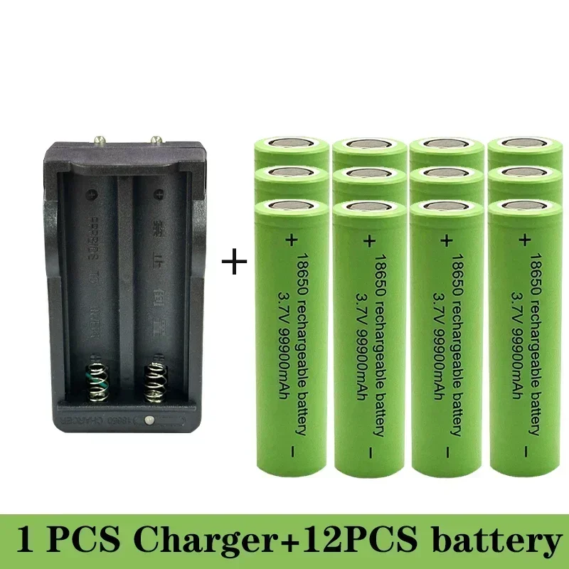 Bestselling100% original 18650 battery high-capacity 99900Mah 3.7V +charger,lithium-ion rechargeable battery for toy flashlights: Red