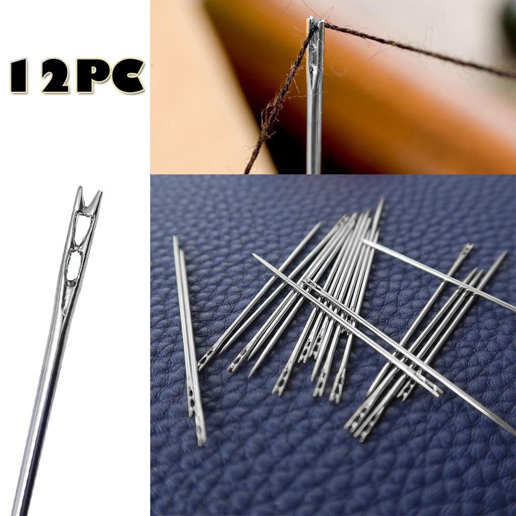 12pcs Thick Large Hand Sewing Needles Multi-size Side Stainless Long Diy Self Threading Big Eye Needle Embroidery Tool #W3