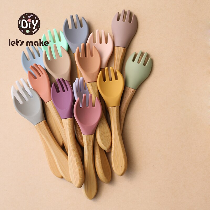 let's make Baby Spoon Set Free Silicone Self Feeding Baby Weaning Spoon Safe Feeding Set Utensils Infant For Kids Ages 5 Months+
