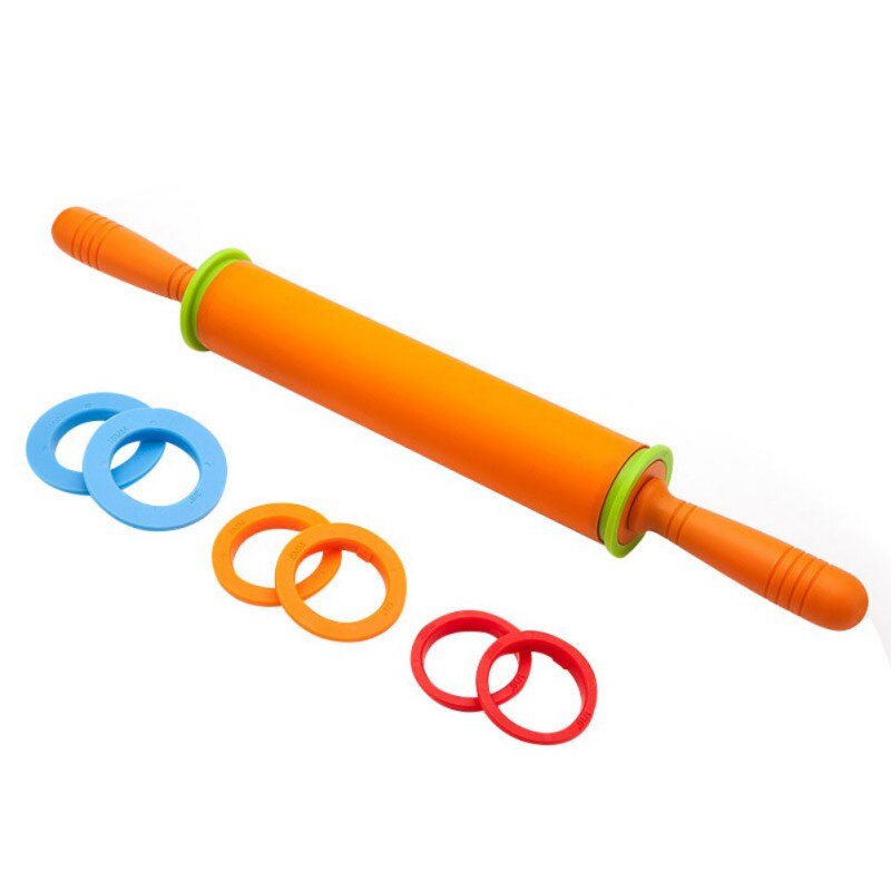 Silicone Verstelbare Deegroller Met Deeg Mat Warmte-resistantDough Roller met Afneembare Verstelbare Dikte Ri L1: Roze