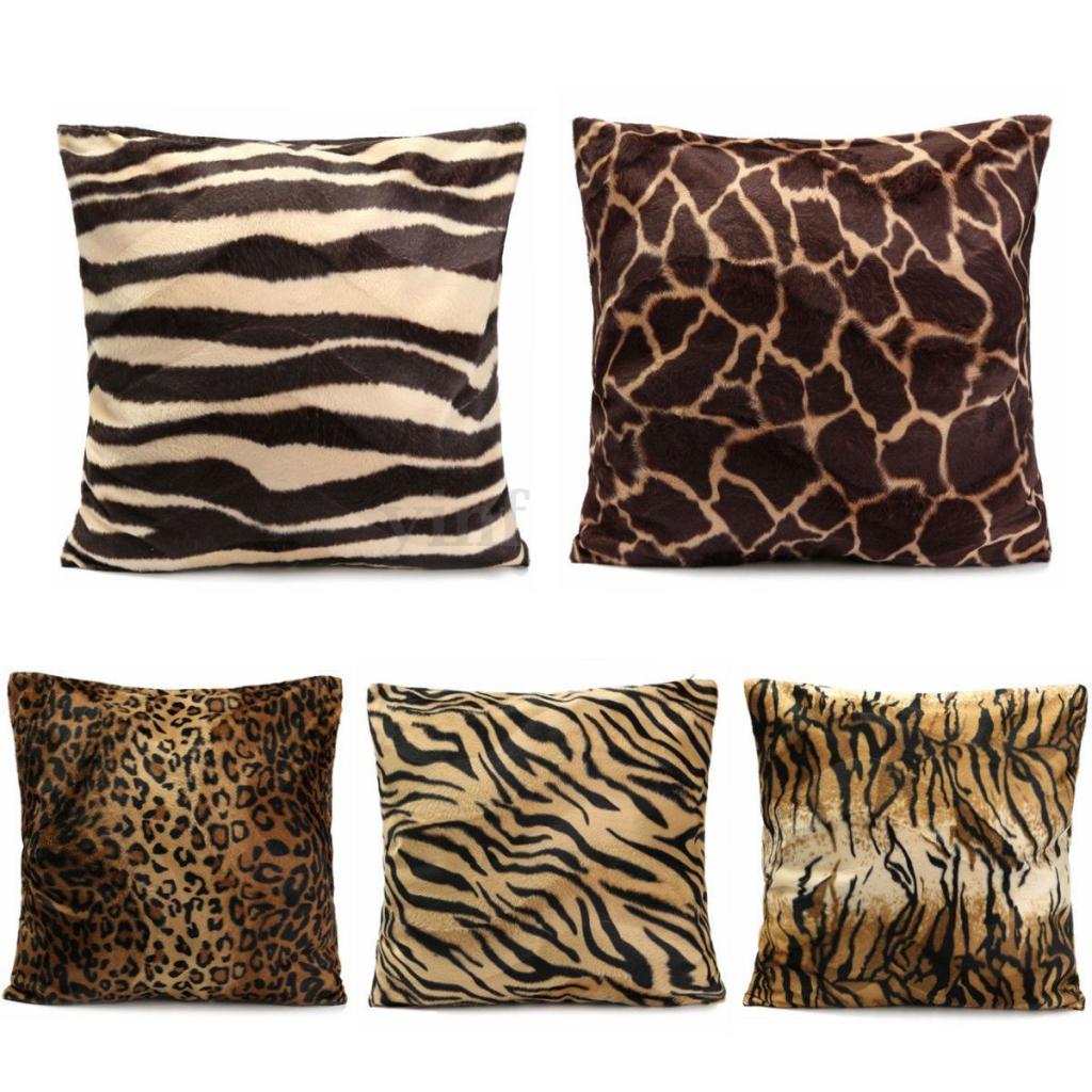 Funda de almohada con de cebra y leopardo, cojín decorativo para el coche