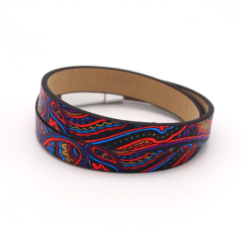D &amp; D Charm Etnische Vrouwen Geometrische Meisje Trendy Print Wrap Lederen Armbanden Vrouwen Vintage Armband Vrouwelijke Bruiloft Sieraden
