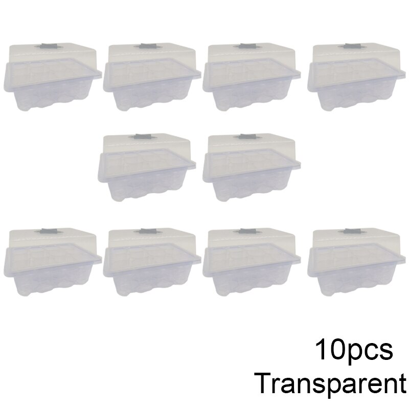 12-Hole Plant Nursery Pot Greenhouse Breeding Box Plant Flower Planter Box Propagation Gardening Planting Start Germination Box: 10PCS White