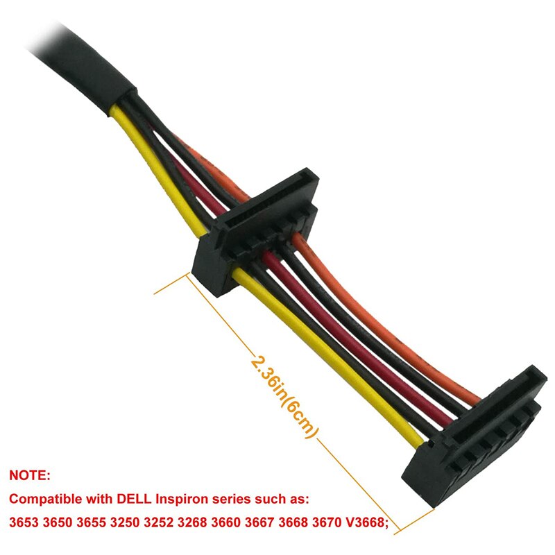 HDD SATA Energie Kabel Rechts-Winkel SATA 15 Stift X2 zu Mini 6 Stift ATX Adapter für Dell Inspiron 3653 3650 serie Kompatibel
