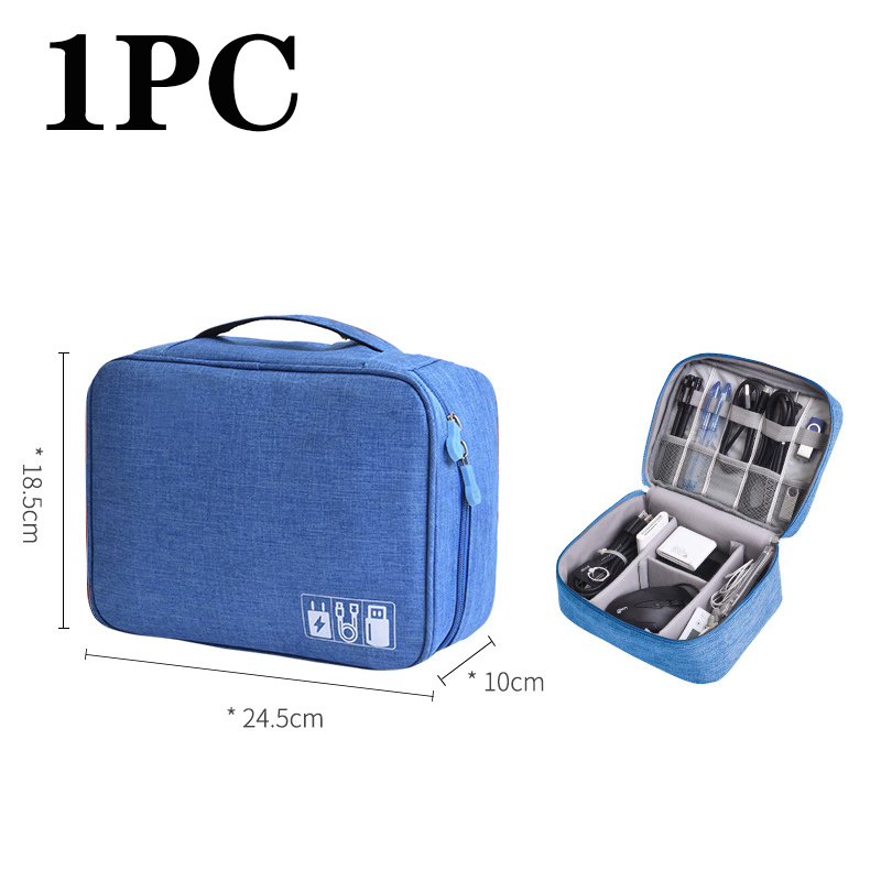USB Charger Storage Bag Cable Organizer Cable Storage Bag With Handle Waterproof Data Line Travel Portable Electronic Organizer: Orange