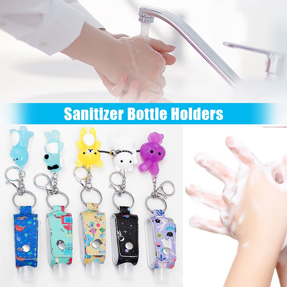 Travel 30ml Reusable Hand Sanitizer Keychain Holder with Flip Cap Bottle Portable for Backpack Sub-bottling Keychain Bottles