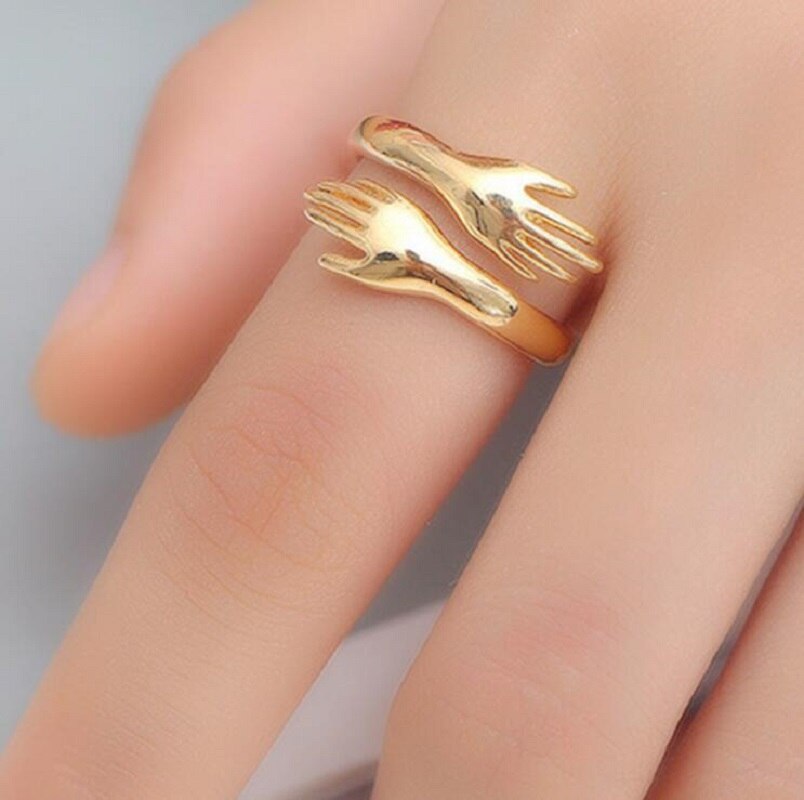 Omhelzing Vrede Ring Voor Verstelbare Knuffelen Hand Ringen Zilver Kleur Sieraden Persoonlijkheid Open Ring Voor Vrouwen Mannen Mode