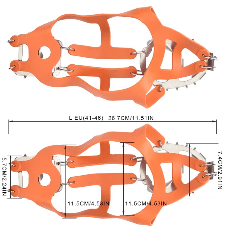 AUAU-18 Teeth Ice Gripper Spike for Shoes Anti Slip Climbing Snow Spikes Crampons Cleats Chain Claws