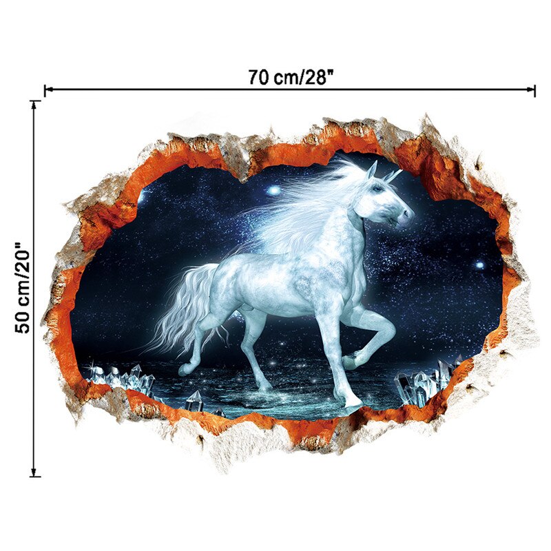 3D White Unicorn Wall Stickers For Kids Rooms Living Room Vinly Wall Decals Baby Bedroom Decorative Stickers Muursticker: Multi