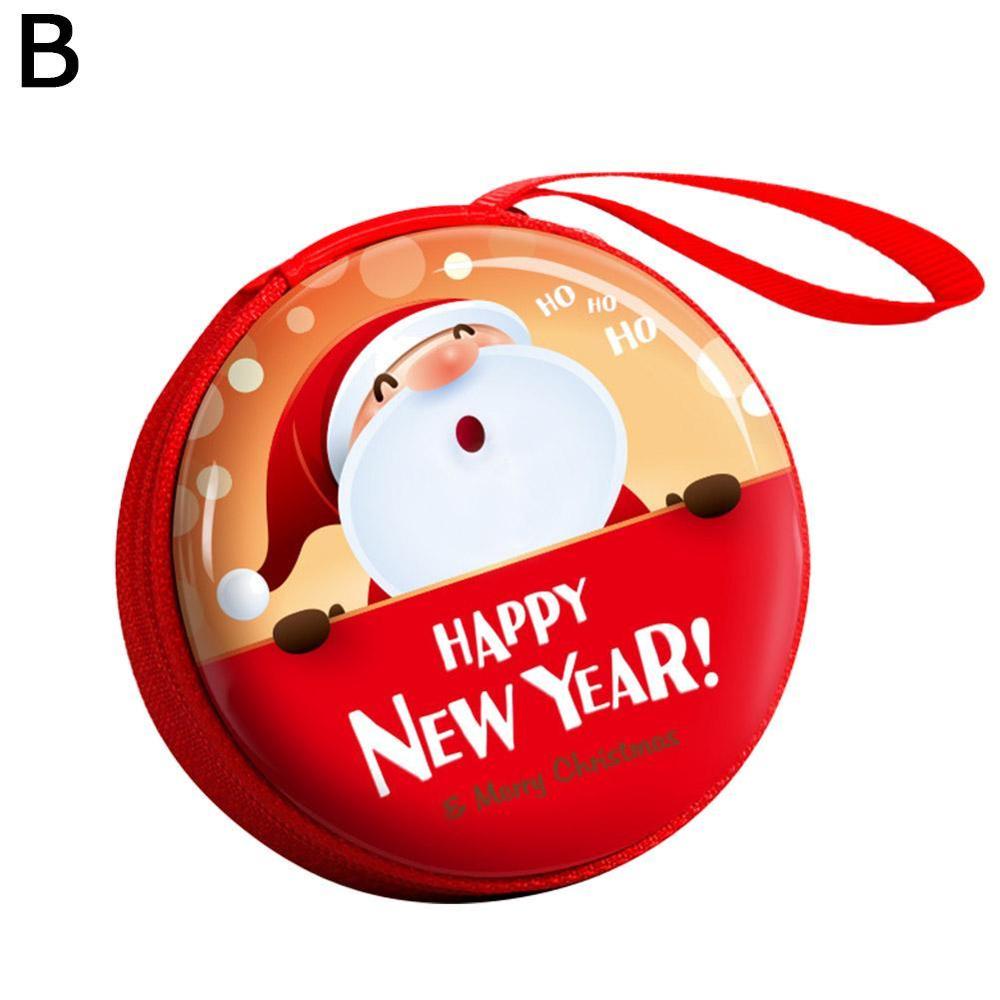 Leuke kerst portemonnee cartoon kinderen meisjes portemonnee oortelefoon organizer doos klein muntzakje kerst kerstman hanger: B