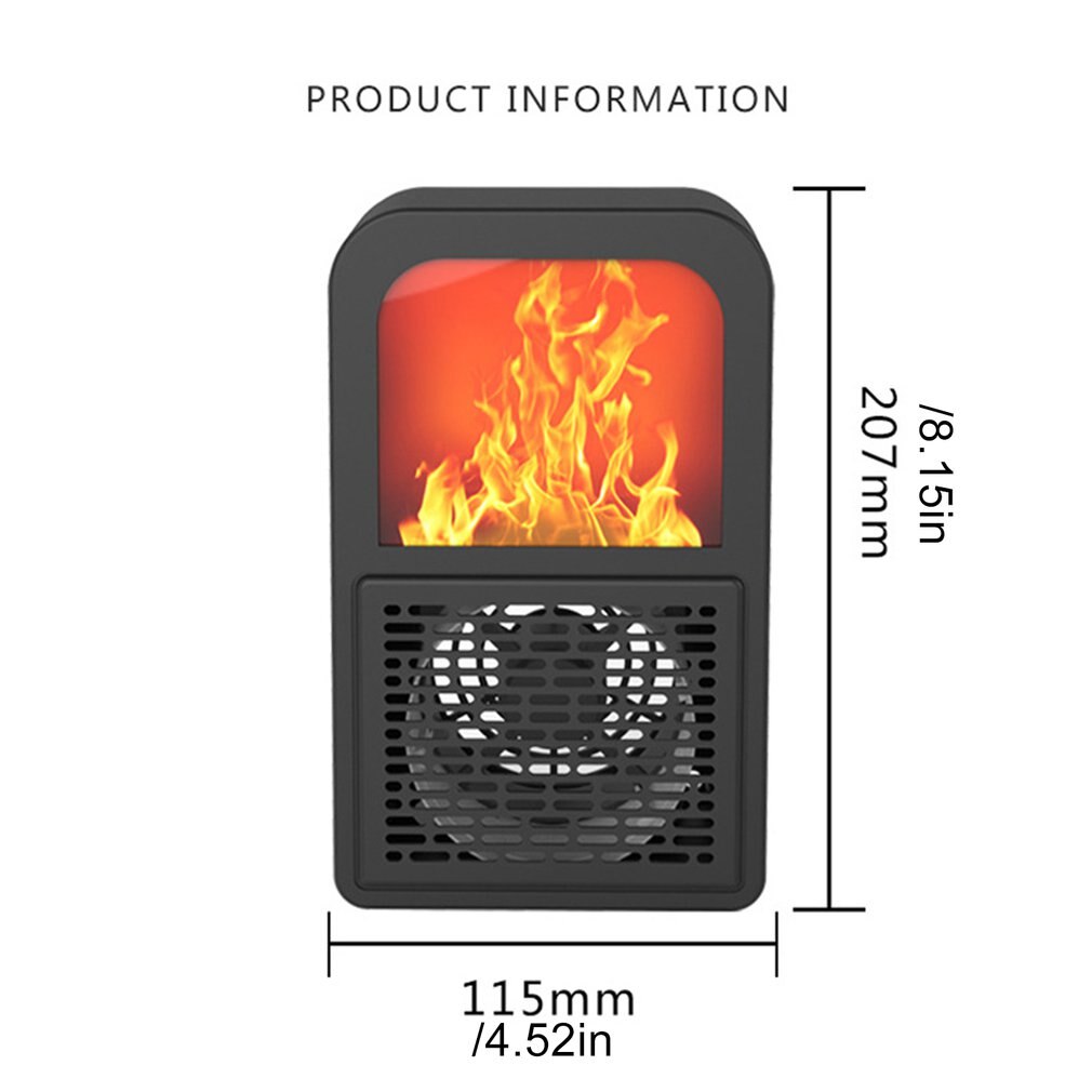 Portable Fan Office Bedroom Electronic Fireplace Heater 3D Flame Heater Home Desktop Heater