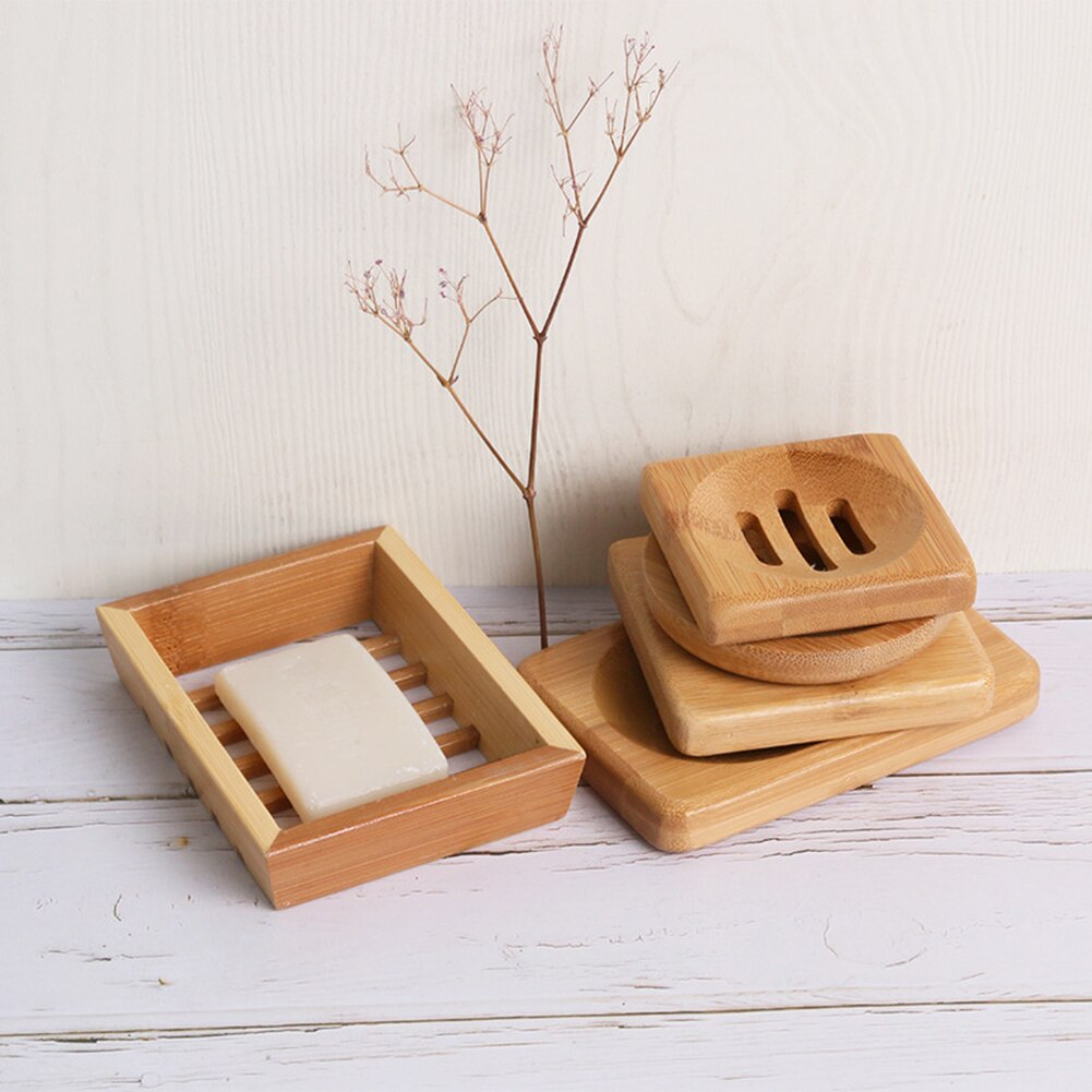 Plateau porte-savon en bois de bambou naturel, conteneur, plaque de douche, accessoires de salle de bains, Support, boîte en bois naturel