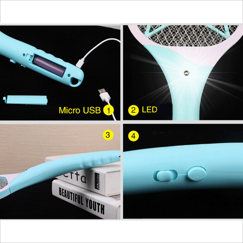 USB Aufladbare Moskito-killer Bug Zapper Schläger mit LED Beleuchtung Sommer Repelente Elektrische Schock Aganist Moskito Falle