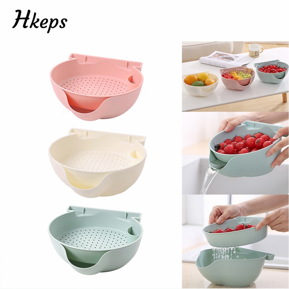 Lazy Snack Bowl Plastic Double Layers Snack Storage Box Bowl Fruit Plate Bowl With Drain Basket And Phone Holder