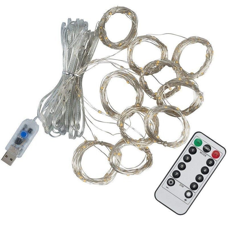 Rideau de fenêtre USB 3M, rideaux lumineux LED, décoration d'extérieur avec éclairage féerique pour maison, chambre à coucher, fête de noël et nouvel an