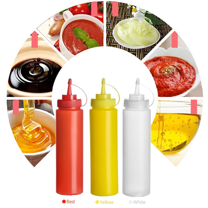 Plastic Squeeze Squirt Condiment Bottles with Cap Leak Proof Refillable Condiment Container for Kitchen Ketchup Mustard Sauces