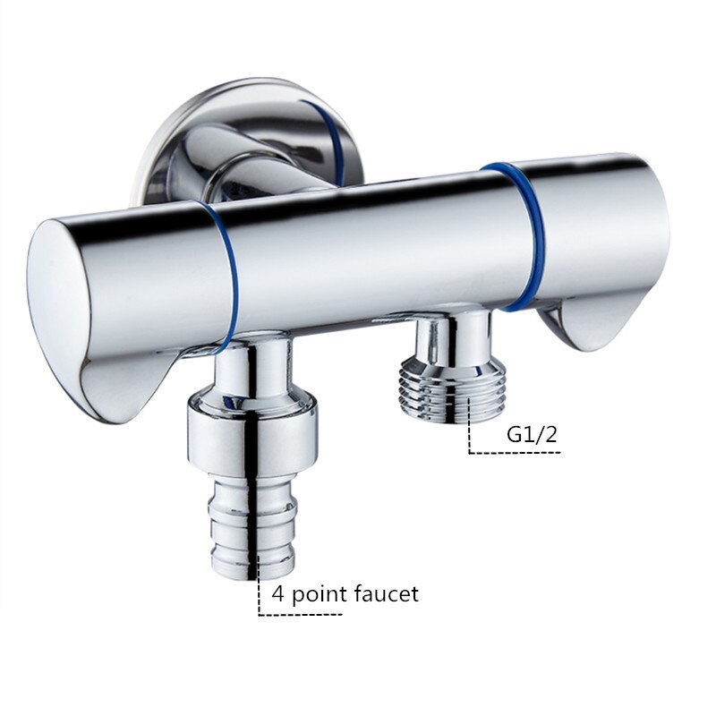 Angle Valve Black/Chrome Brass Dual Outlet Valve Body G1/2 Shower Toilet Sink Basin Water Heater Sprayer Bidet Single Cold Valve: Chrome2