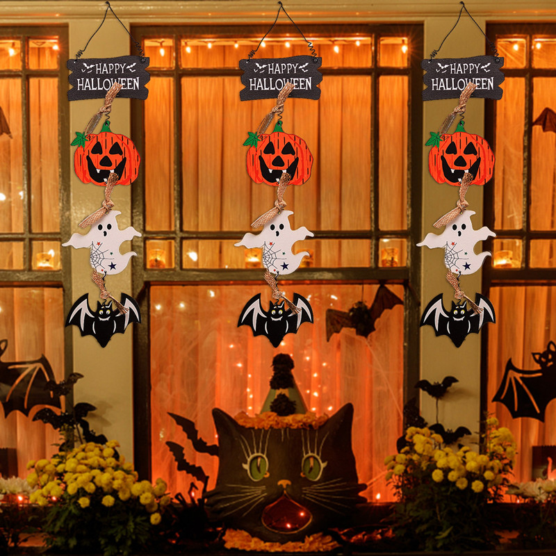 Halloween trædekorationer græskar flagermus skelet spøgelsesvedhæng hængende ornament vægdekoration gyser rekvisitter halloween festdekoration