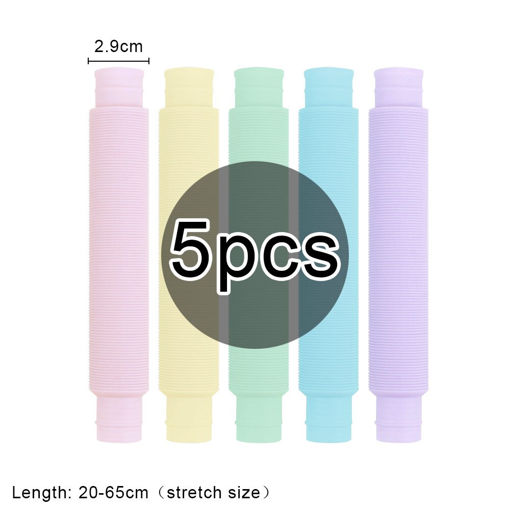 Tubos luminosos para niños y adultos, juguete sensorial antiestrés de plástico, fuelle para aliviar el estrés, juguetes fluorescentes divertidos, 5 piezas: 5PCS Macaron-M