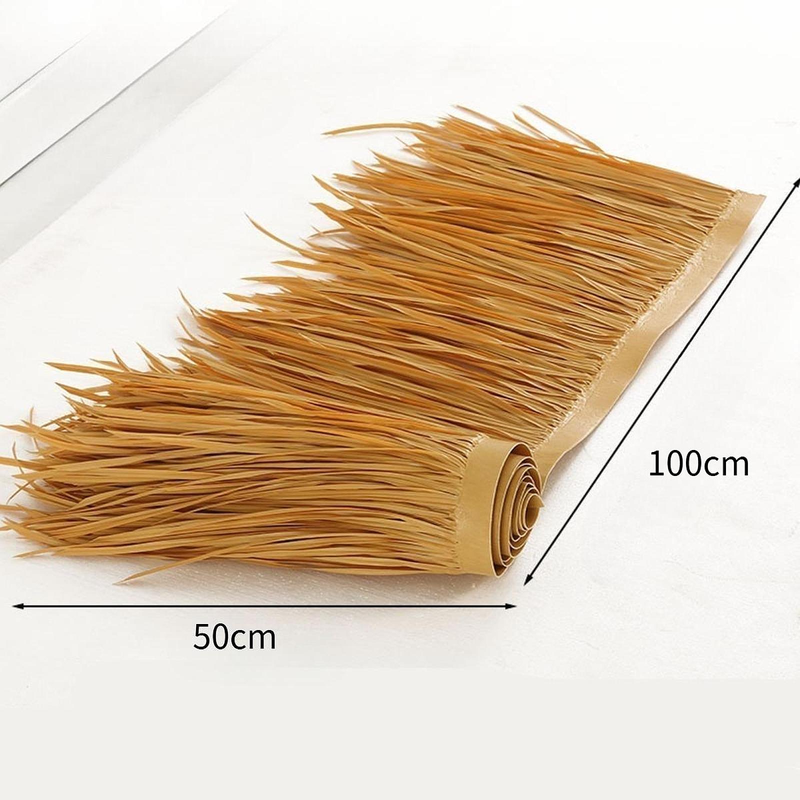 Gras Kunstriet Dakbedekking Voor Buitentuin Patio Paraplu Cover 1M X 50Cm Stro Dak Rieten Dak Simulatiepaneel Palm Riet