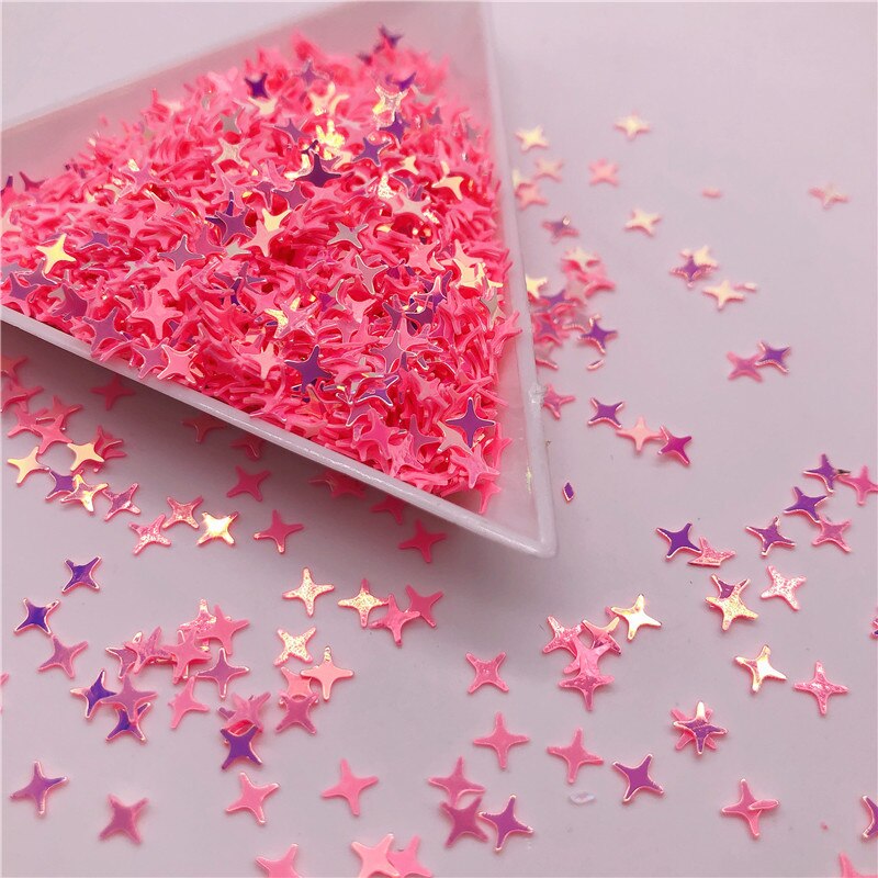 Colorful Halo 4 Point Star Confetti Holographic Glitter Aurora Borealis Sprinkle Iridescent Cross Star Flakes Resin Art supplies: 04