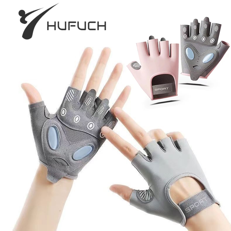 1 paio di guanti da palestra da donna per sollevamento pesi, allenamento fitness, protezione per il palmo antiscivolo, guanti da ciclismo per bicicletta senza dita traspiranti