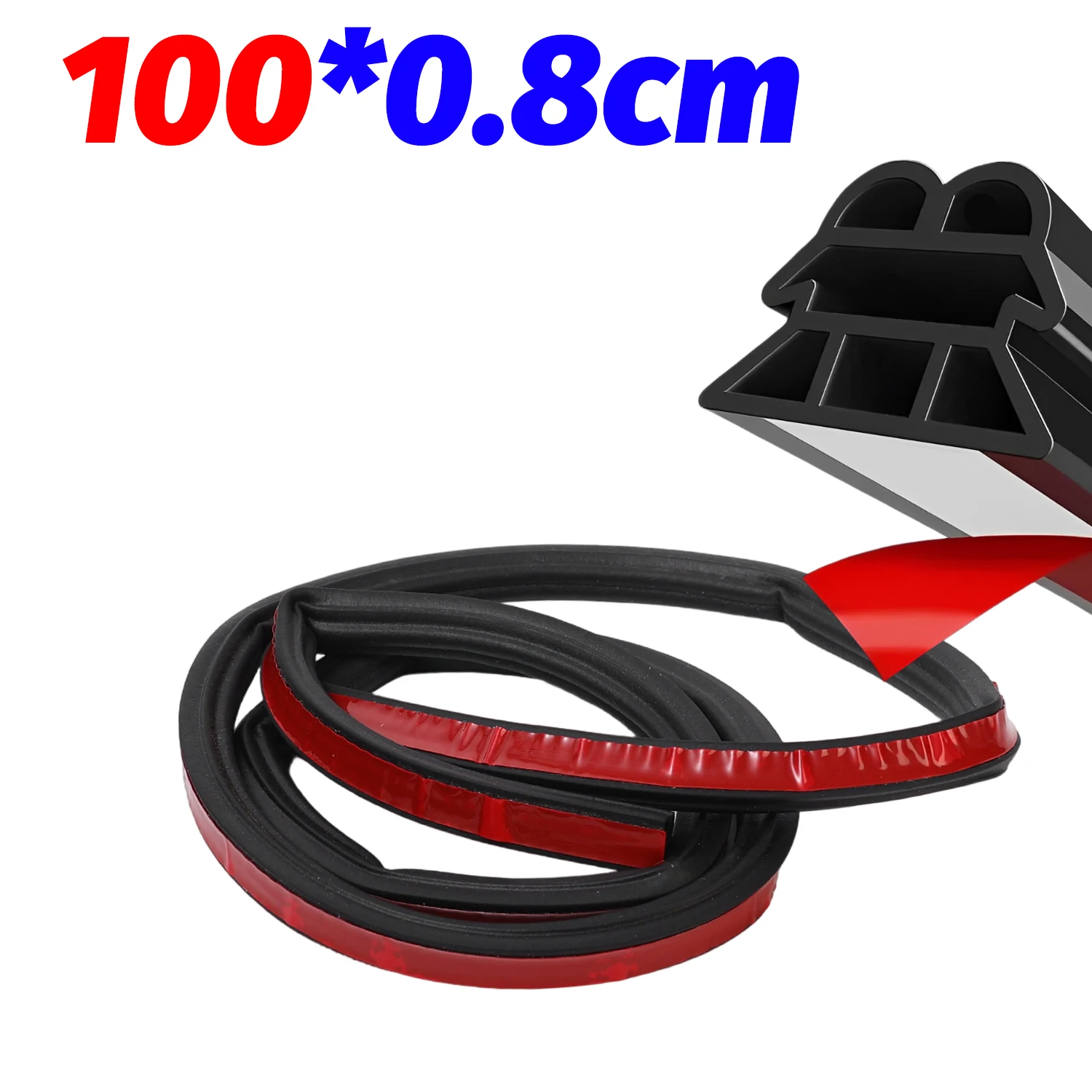 3-Layer Car Sealing Strip 1/5/10M Auto Truck Door Frame Seams Corners Waterproof Sound Insulation Noise Reduction Rubber Strip: Red