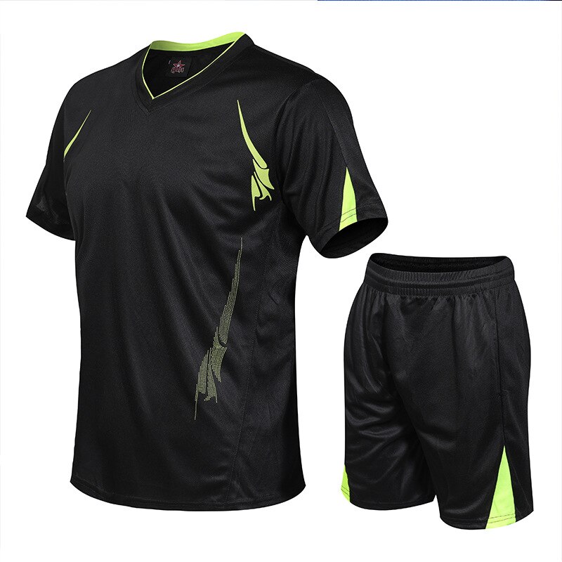 summer sports and fitness quick-drying two-piece football running training physical training suit men