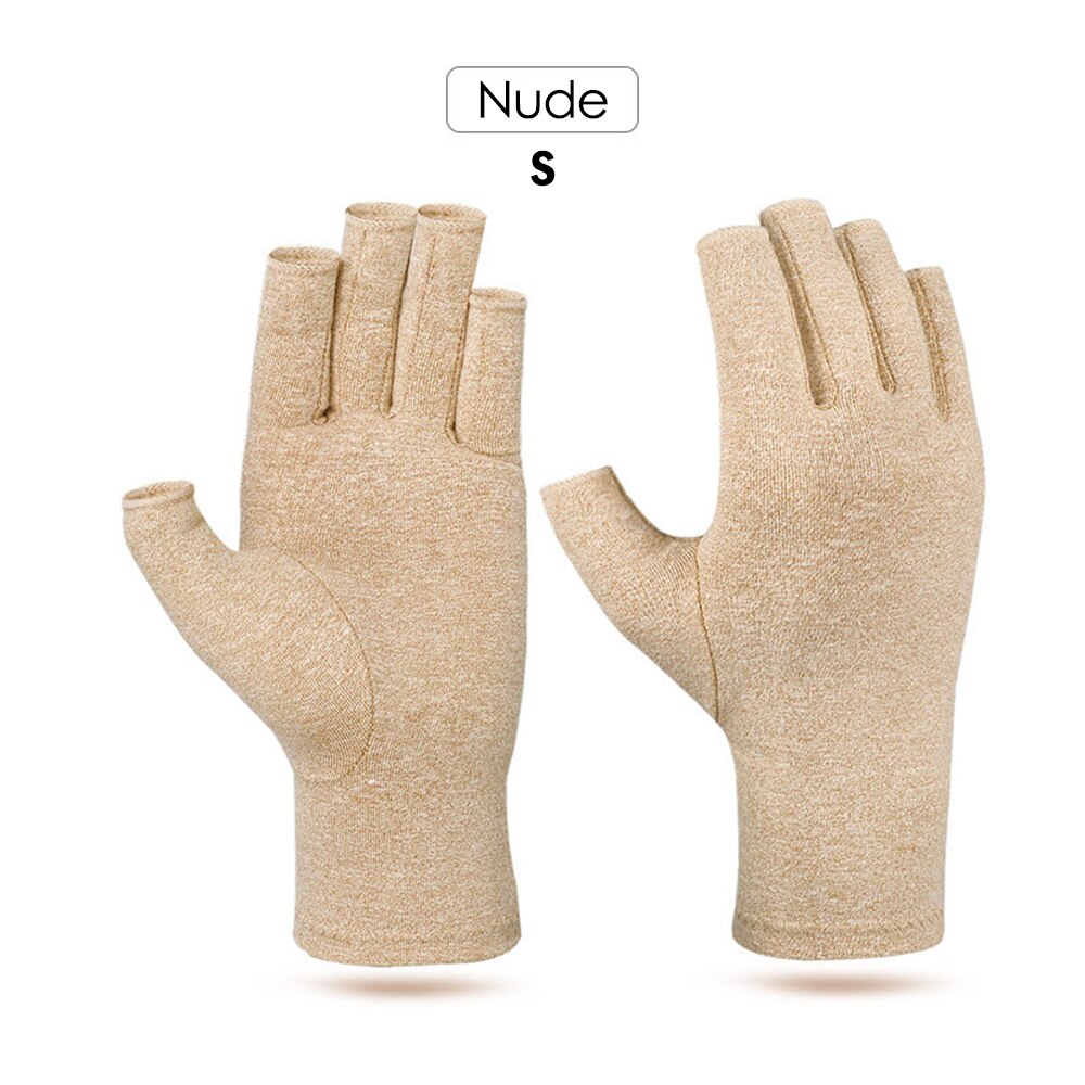 1 par de compressão luvas de artrite apoio de pulso de algodão conjunta alívio da dor mão cinta feminino masculino terapia pulseira: Beige / L19.5-21.9cm