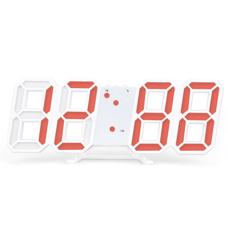 3D LED Digital Clock Snooze Bedroom Desk Alarm Clocks Hanging Wall Clock Calendar Thermometer Home Decor: Orange