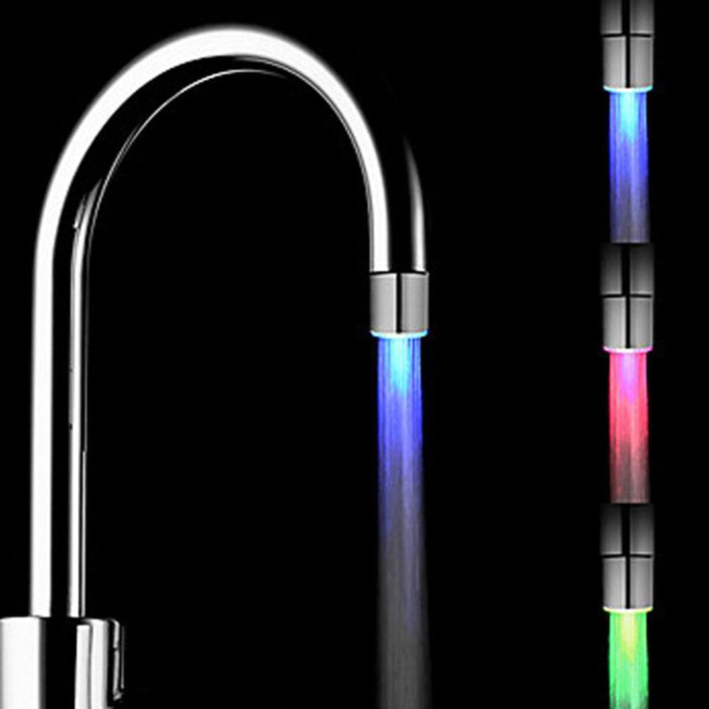1pcs Temperature Sensor LED Light Water Faucet Tap Glow Lighting Shower Spraying Faucet for Kitchen Bathroom