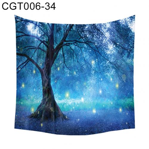 Tapisserie arbre forêt étoile ciel tournesol tenture murale tapisserie tapis toile de fond décor mur tissu tapisseries macramé: CGT00634 130x150cm