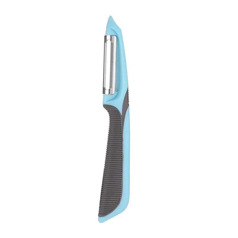 Cuchillo pelador de patatas multifuncional de acero inoxidable para el hogar, herramienta de cocina para pelar verduras y frutas: Azul