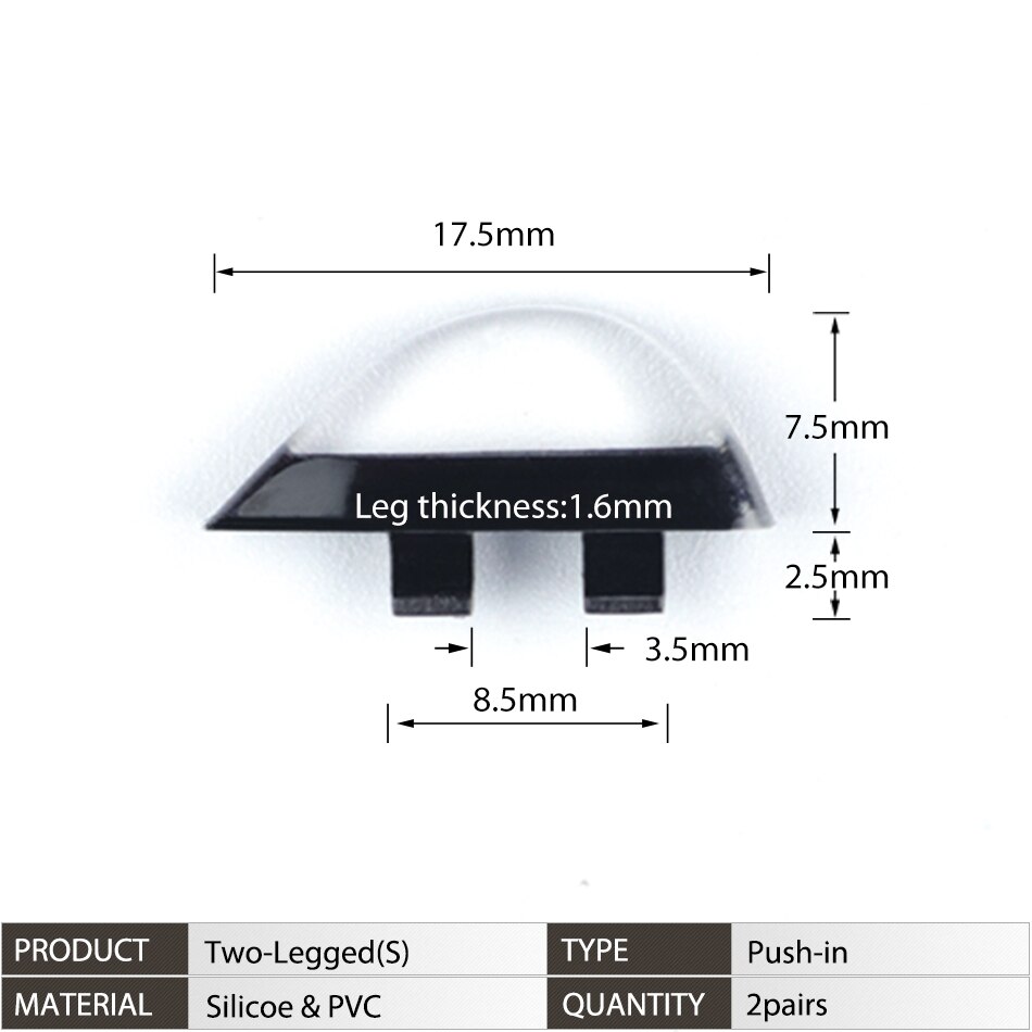 Push-in Glasses Nose Pads Soft Silicone Eyeglasses Nose Piece Anti-Slip Snap-in Nose Bridge Pads for Eye Glasses Sunglasses: S Two-legged(Black)