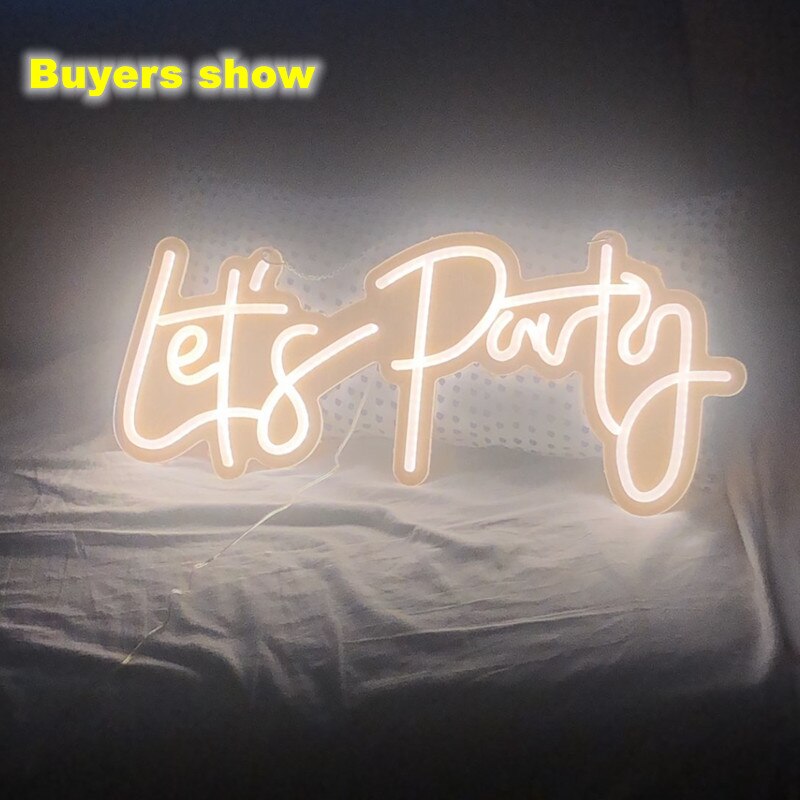 LED Neon Light Sign Lets Party Light Signs For Birthday Single Cocktail Dance Party Wall Decoration 23X10in Custom Made
