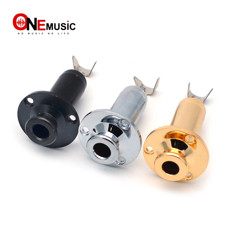 Brass Acoustic Electric Guitar End Pin EQ Output Input Jack Guitar Plug Socket 6.35 Guitar Parts Black Silver Gold 3 color