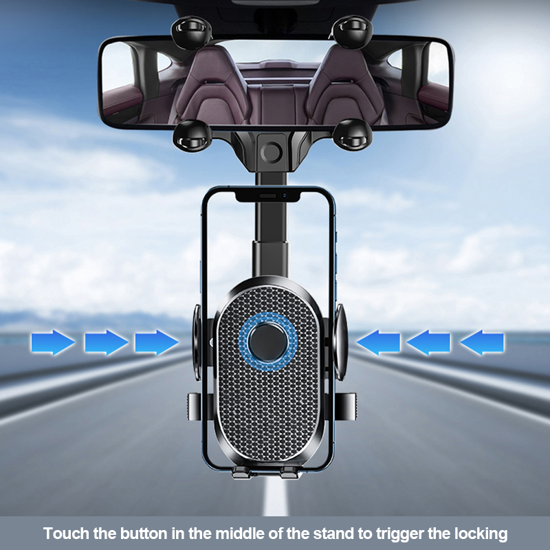 Soporte para teléfono para espejo retrovisor de coche SEAMETAL 360 ° Clip retráctil del tenedor del teléfono celular para el soporte del soporte del soporte del teléfono móvil de la ayuda GPS del teléfono
