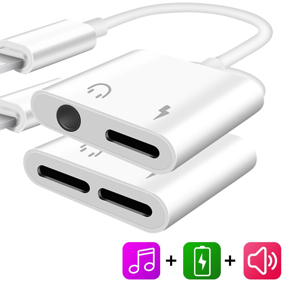 Adaptador 2 en 1 para auriculares iPhone de Apple, Conector de 3,5mm, cable Aux, Adaptador de Audio y carga para 11 Pro Max /XS/XR/X/8
