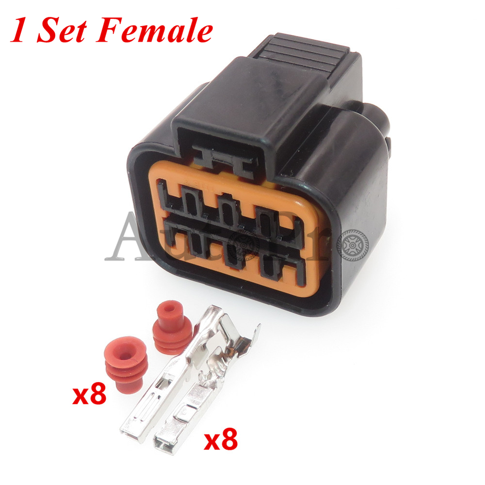 Conjunto de conector automático de 8 orificios, PB625-08027, Faro de automóvil, enchufe de Cable eléctrico, PB621-08020, 1 Juego: Negro
