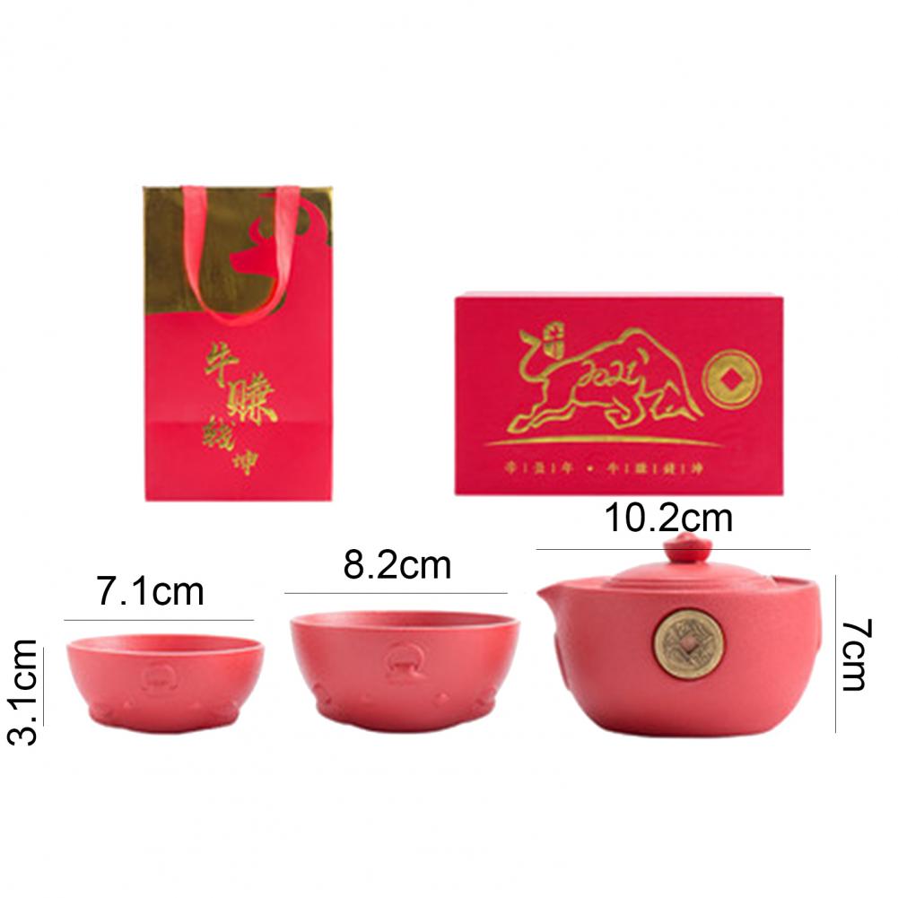 Ox Year Ceramic Teapoter Tea Cups Set Home Travel Office Drinkware