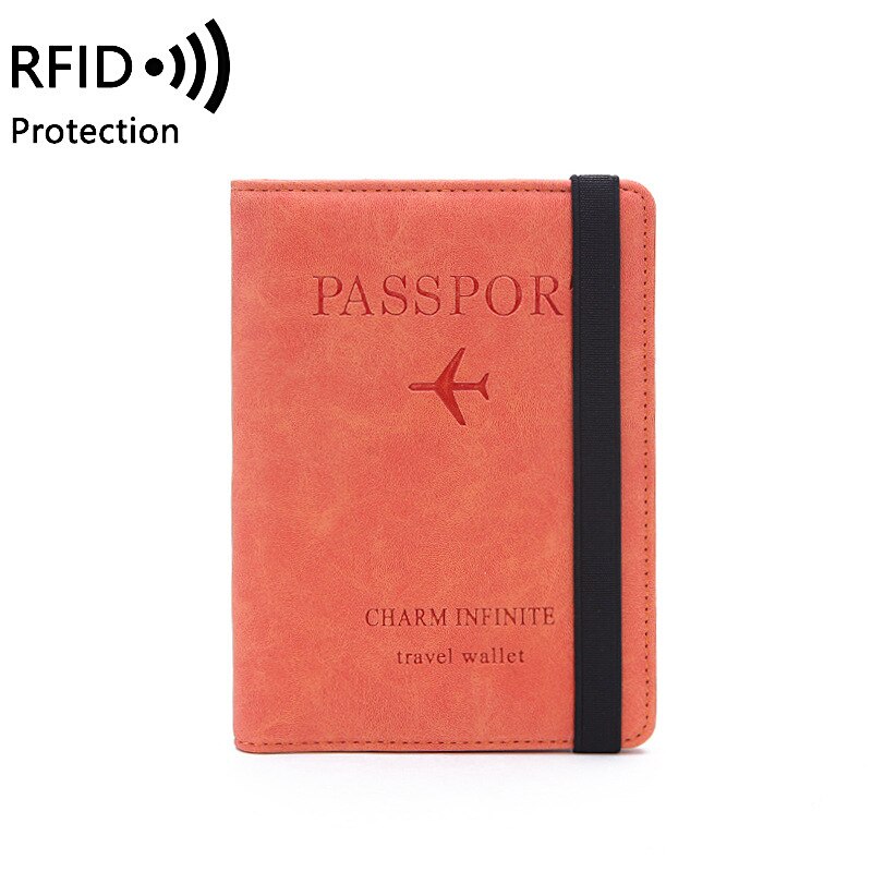 RFID di Affari Dell'annata Del Passaporto Coperture Supporto Multi-Funzione ID della Carta di Credito Portafogli Degli Uomini Delle Donne di Caso Titolare Della Carta di Credito Portafoglio di Viaggio: Orange