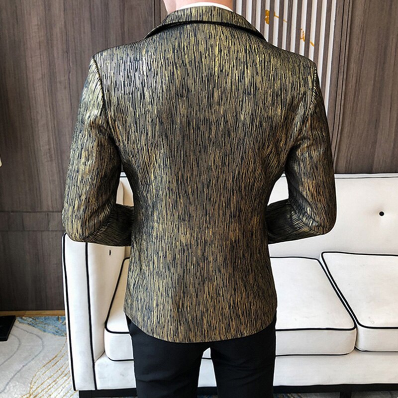 men's Blazer Casual Slim Fit Shiny Grain Prom Dress blazers Male Korean Style Solid Suit Jacket Youth Clothes